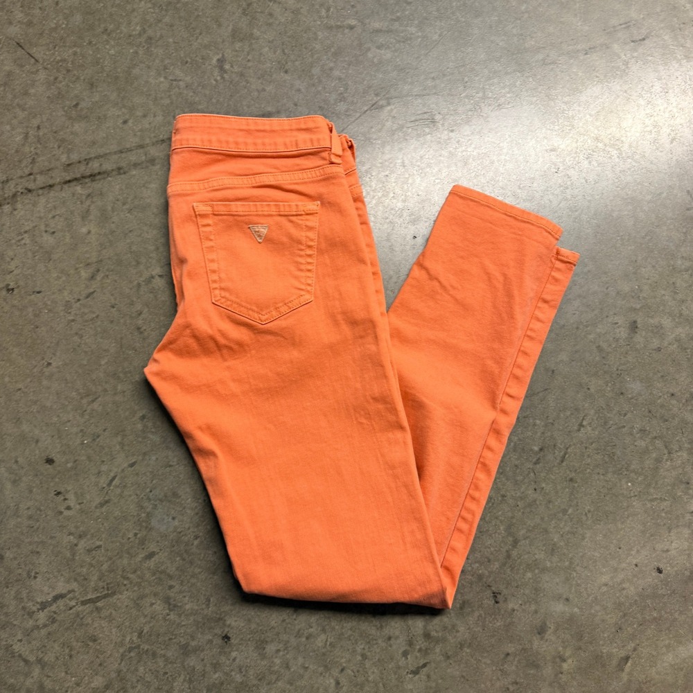 Guess Los Angeles Womens Skinny Jeans Orange Denim Size 29 Low Rise Pants